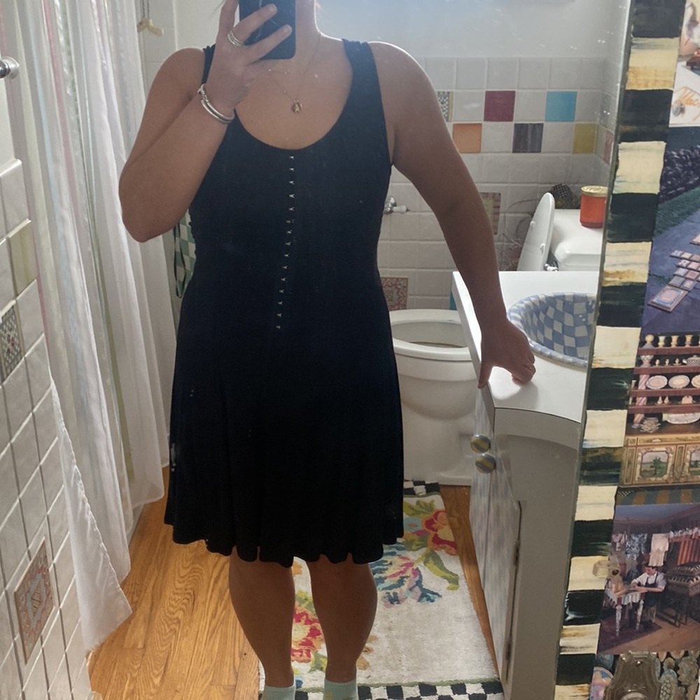 Black fitted sleeveless dress